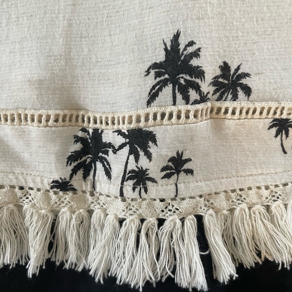 Palm tree fringed bottom sleeveless top size Small - Picture 2 of 6